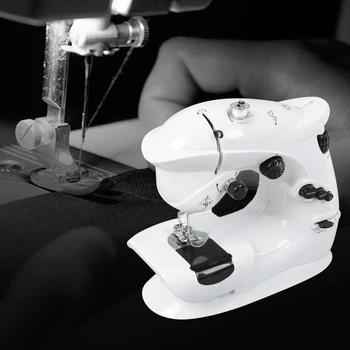 

Electric Sewing Machine Multipurpose Household Mini Electric Handheld Light Foot Double Threads Pendal Sewing Machine EU PLUG