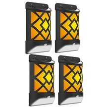 4Pac Солнечный пламенный настенный светильник 12 Led датчик движения светильник Открытый водонепроницаемый Солнечный пламенный светильник для сада Путь патио