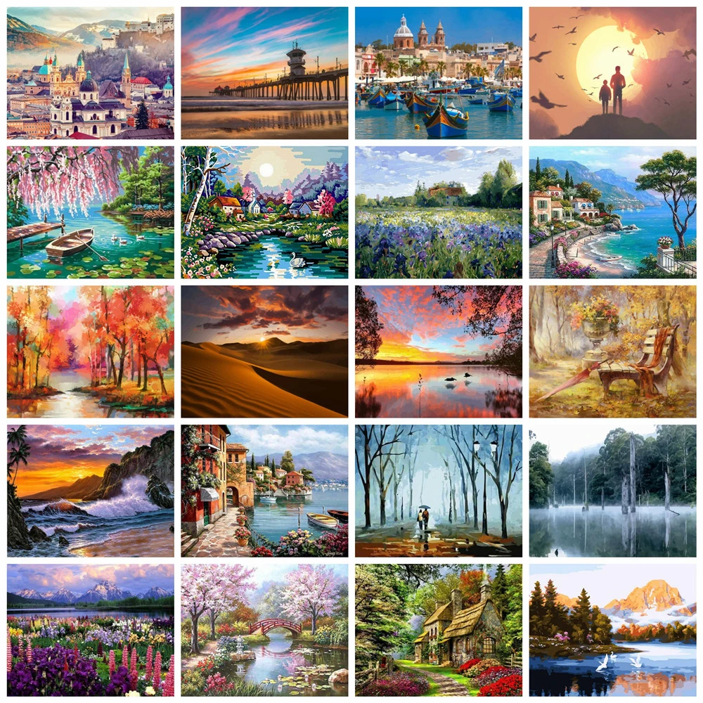 

HUACAN Picture By Numbers City Scenery Kits Drawing On Canvas HandPainted Painting Art Gift DIY Home Decoration