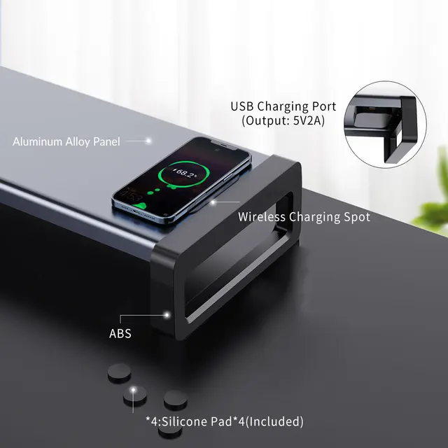 ORICO Monitor Stand Riser with USB3.0 HUB Quick Charge 3.0 Wireless  charging Aluminum Computer Stand