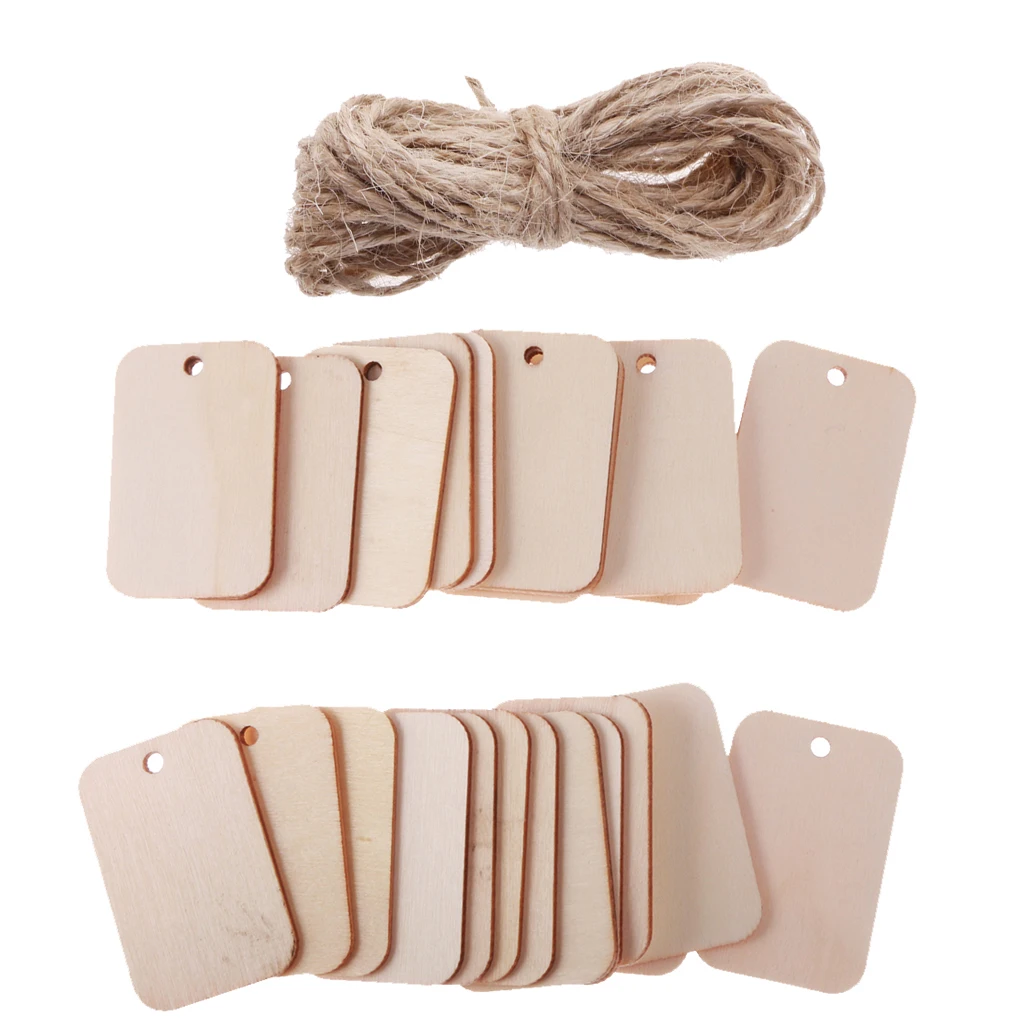 

25pcs Lasur Cut Natural Wood Rustic Gift Tags Label Wedding Favor Crafts