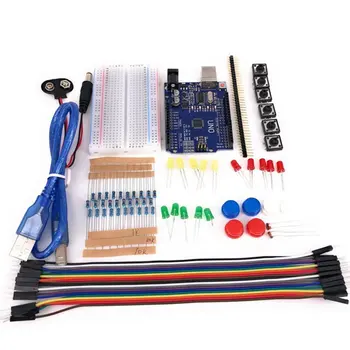 

Starter Kit 13 In 1 Kit Primary Kit Mini Board Led Wire Button Accessories Compatible With Uno R3 For Arduino