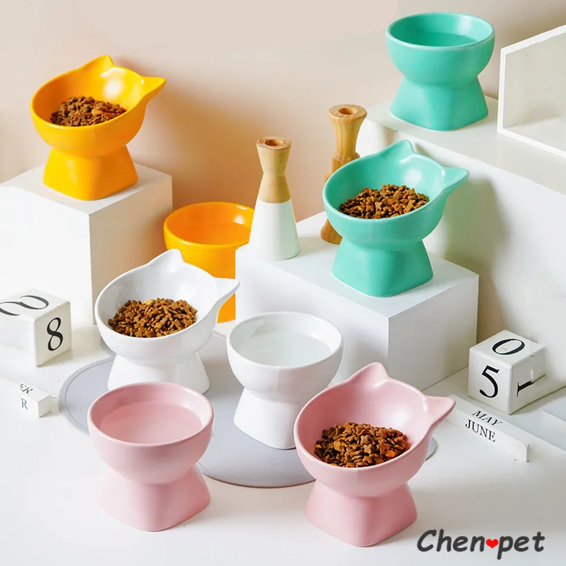 

High Quality Nordic Color Pet Food Bowl Pink Ceramic Pet Bowl for Cat and Dog Cute Water and Food Feeder