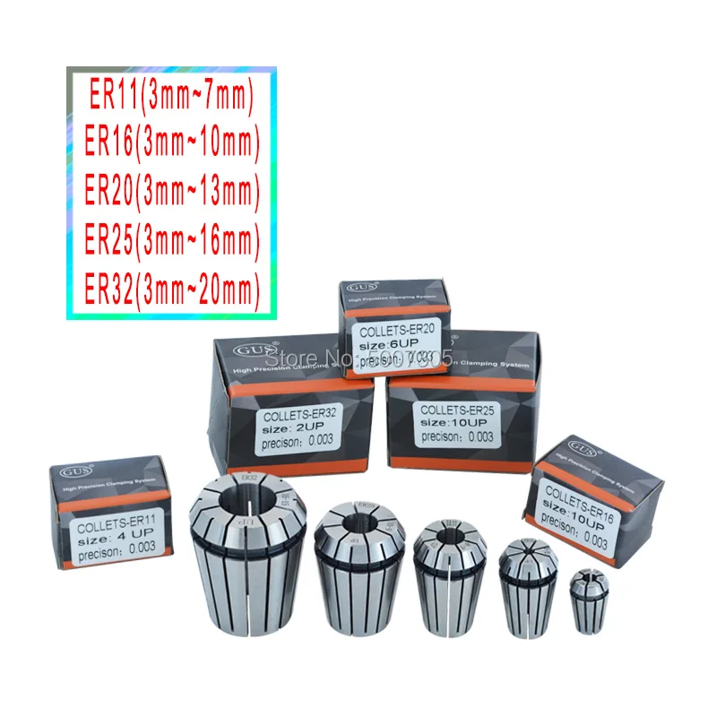 

High precision ER11 ER16 ER20 ER25 ER32 spring chuck accuracy 0.003mm for CNC milling cutter engraving machine spindle fixture
