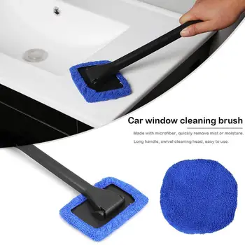 

Portable Microfiber Windshield Cleaner Long Handle Home Window Cleaning Brush Sponges Washable Car Cleaning Styling Tools