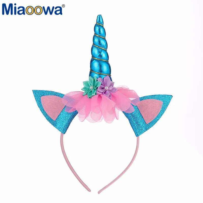 Girls Flowers Cute Unicorn Headbands Children Headwear Plush Toys Photo Props Party Hair Hoop Hairbands Kids Hair Accessories