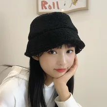 Милая однотонная Панама для женщин, новые трендовые Флисовые женские шапки для рыбаков, модная повседневная теплая Милая шапка для девушек, универсальная