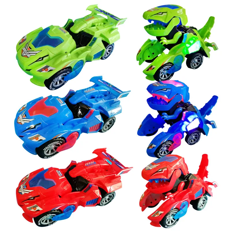 Мигающий музыкальный Электрический деформационный игрушечный динозавр, светодиодный деформационный автомобиль, детский игрушечный динозавр, игрушечный светильник, подарок c
