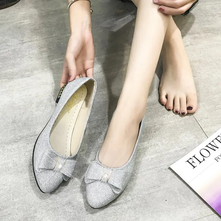 

Fashion Leisure Shallow Women Slip-On Flats PU Pointed Toe Butterfly-knot Loafer Shoes Solid Casual Summer Women Shoes
