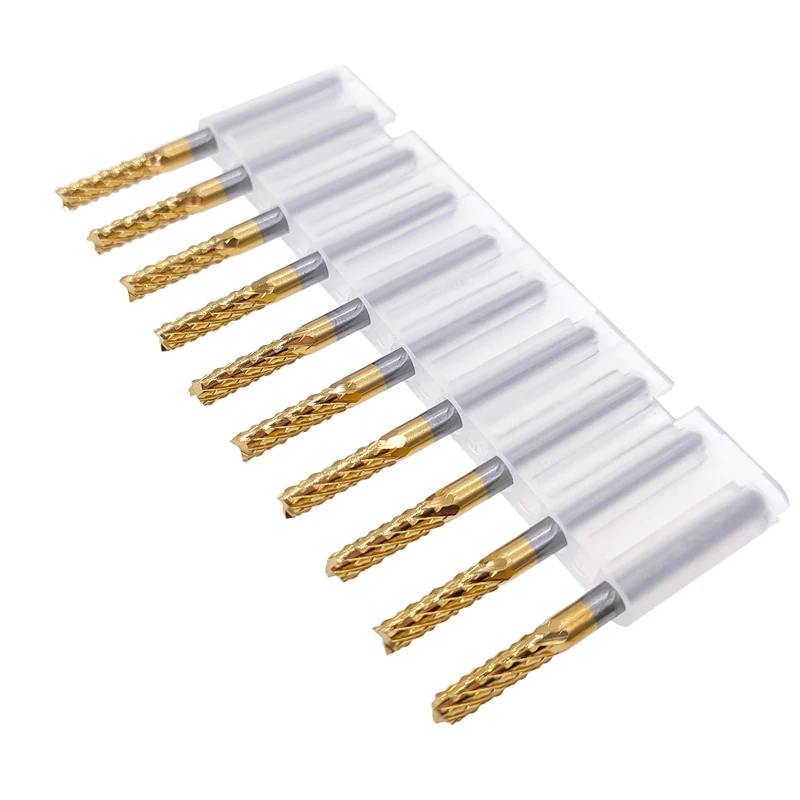 10pcs 0.6-3.175mm 초경 PCB 옥수수 밀링 커터 세트 금속에 대 한 생크 기계 조각 비트 엔드 밀 밀링 커터
