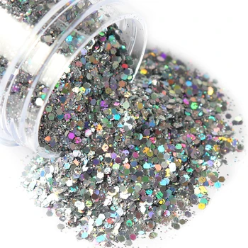 

1 Box Holographic Nail Art Glitter 3D Mix Holo Glitter 8 Colors Nail Glitter Powder Sequins Powder For Nail Art Decoration