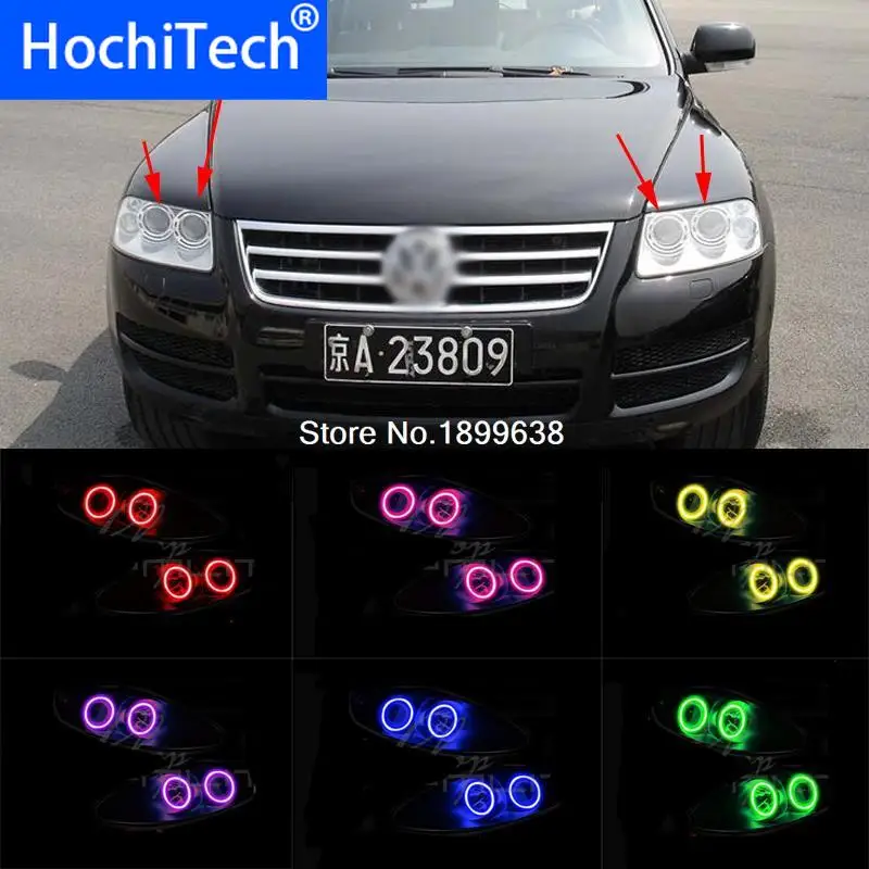 Для 2004 2005 2006 Фольксваген Touareg RGB светодиодный фар колец halo ангел демон глаза с