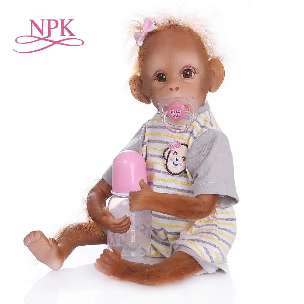 

NPK New 45CM handmade very detailed painting reborn baby Monkey orangutans collectible high quality art doll