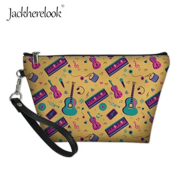 

Jackherelook Piano Music Note Makeup Sotrage Bag Musical Instrument Pattern Cosmetic Pouch Portable Necessary Toiletry Case Tote
