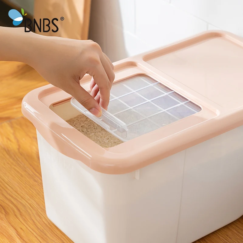 BNBS Kitchen Plastic Storage Rice Box Containers For Food Cereals Flour Sealed Box Crisper Rice Cans Kitchen Items Supplies