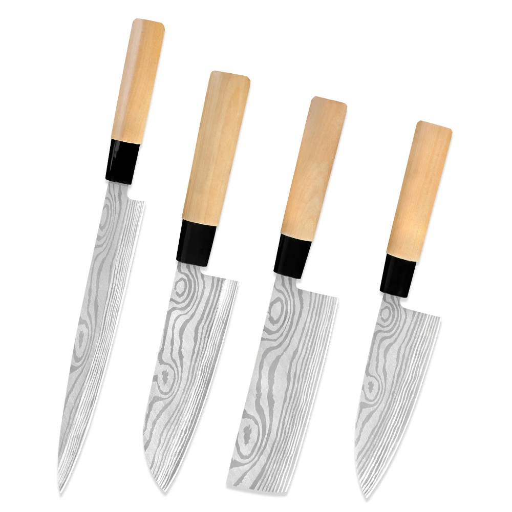 XYj 4 шт. набор ножей из нержавеющей стали 6 5 ''Chef Santoku 9'' нож сашими дамасский