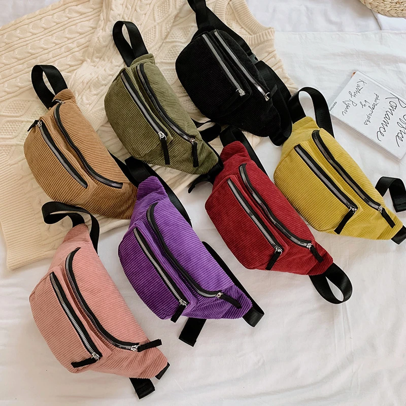 Riñonera de pana para mujer, de pecho con cremallera de diseñador, bolsa deportiva de viaje para chica, riñonera para teléfono a la moda| Riñoneras| - AliExpress