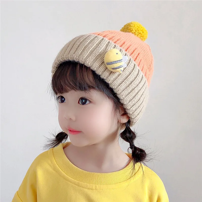 

Kawaii Casual Warm Beanies Hat For Girl Ring Girls Warm Hat Autumn Winter New Korean Woolen Baby Cartoon Cute Knitted hat