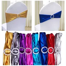 100 шт./лот EID вечерние Золотые/Серебристые/черные яркие эластичные ленты на стул для свадьбы, дня рождения, церемонии, конференции, Декор