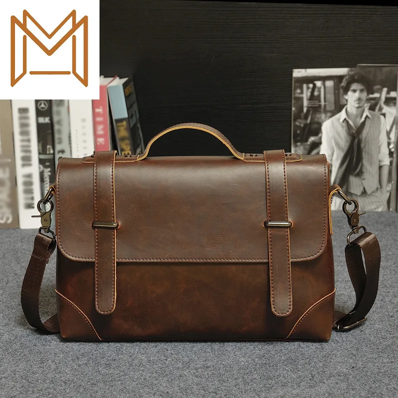 

Document Single Shoulder Package Male Male Package Cross Section Solid Color Pu Oblique Satchel