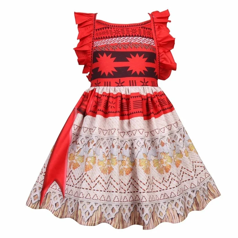 Детские платья для девочек; костюм для девочек «Моана»; карнавальный костюм принцессы Vaiana с принтом; одежда для дня рождения; летнее платье с открытой спиной для девочек