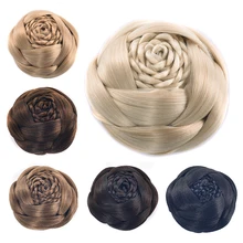 Gres термостойкие волокна в форме цветка черный коричневый женские синтетические волосы булочки клип-в плетеные женские шиньоны для невесты/Вечерние