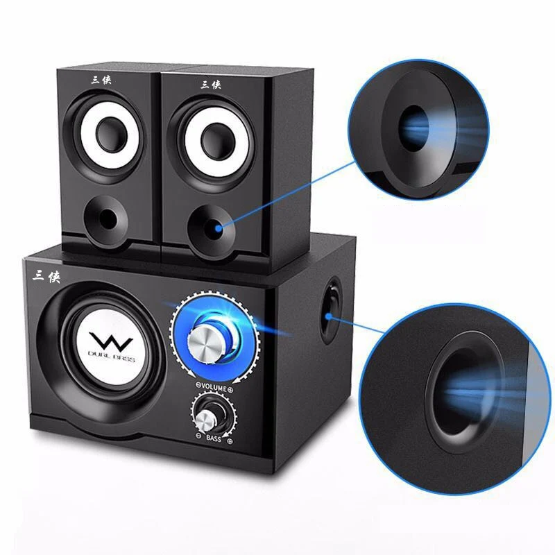 Настольный компьютер Bluetooth/проводной динамик бас Регулируемый сабвуфер телефон