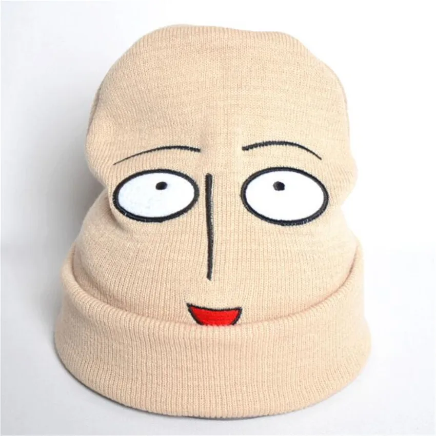 Аниме ONE PUNCH MAN костюмы для косплея аксессуары шапка Saitama Blankly Expression вязаная