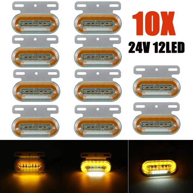 10 قطعة 24 فولت 12 LED سيارة شاحنة مصابيح العلامات الجانبية سيارة أضواء خارجية إشارة مؤشر مصباح تحذير الذيل ضوء 3 طرق مقطورة شاحنة