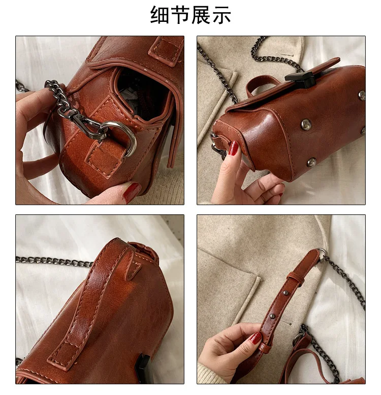 

2019 Winter New Style WOMEN'S Bag Hand Solid Color Bag Car Suture Lock Messenger Bag Shoulder Bag