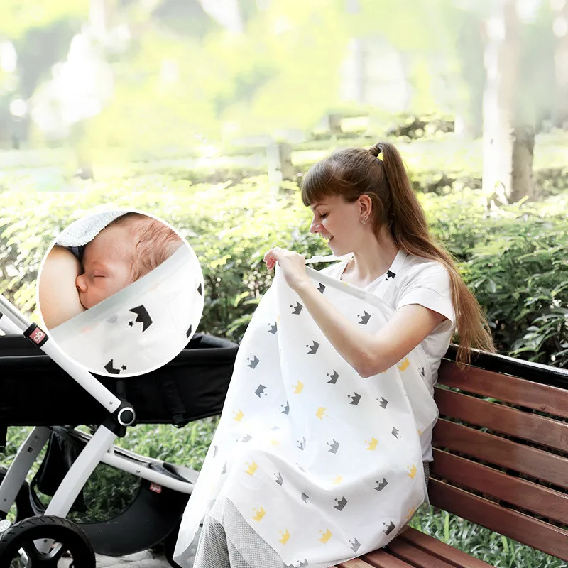 Breathable breastfeeding cover lightweight pure cotton privacy feeding cover adjustable shoulder strap
