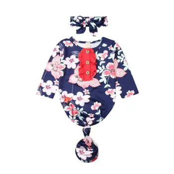 

Newborn Baby Sleeping Bag Infant Baby Floral Swaddle Blanket Wrap Sleeping Bag + Headband 0-6M