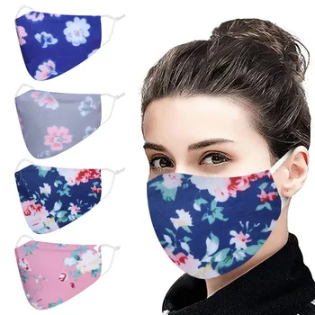 

Activated Carbon Mask Flowers Print Cotton Soft Facemask Washable And Reusable Mouth Masks Ear Hook Adjustment Masque Маски