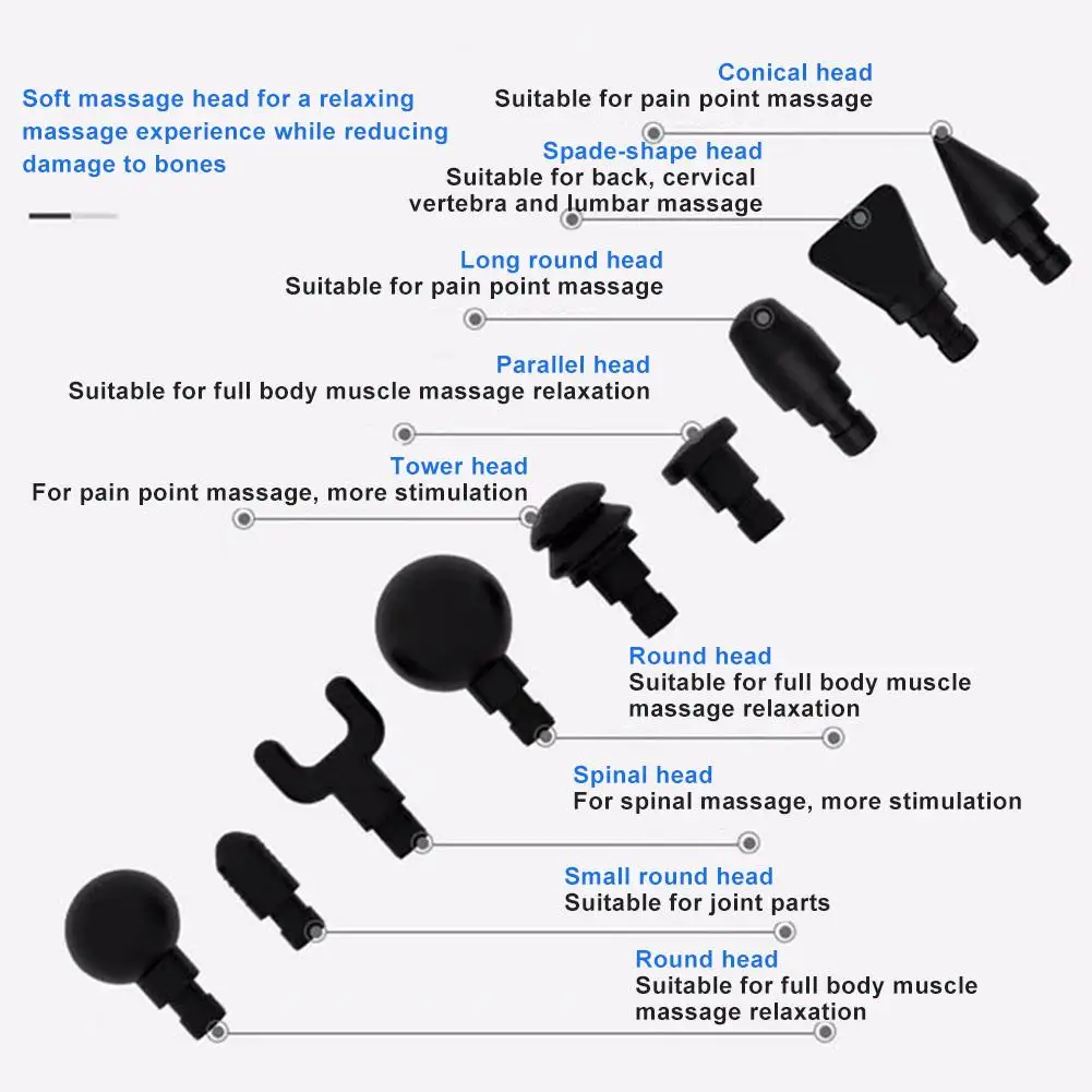 8 шт. массажер адаптер биты Plug Play массажер голова фасции мышечный массажер аксессуары инструменты оборудование для расслабления мышц