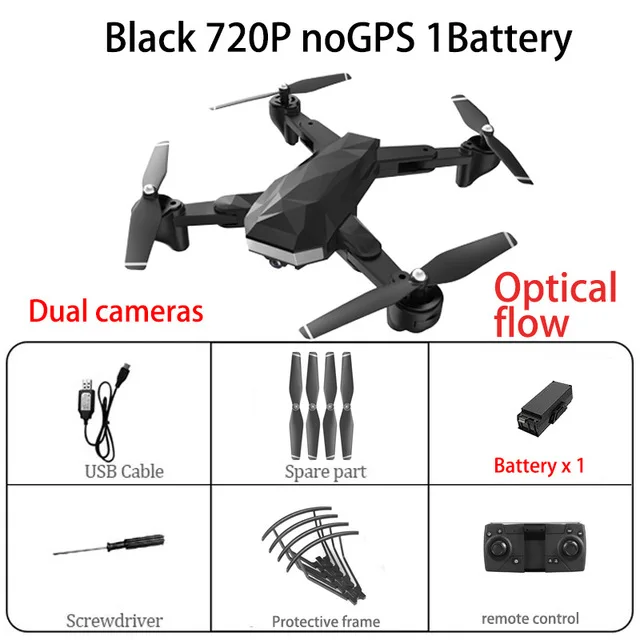 C53 gps Дрон с 4K HD камерой 5G wifi FPV RC Квадрокоптер складной Профессиональный вертолет дистанционного управления дроны игрушка - Цвет: Black 720P nogps 1B