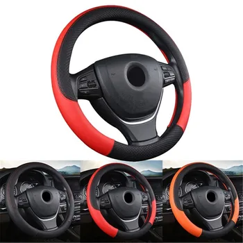 

PU Leather Steering Wheel Cover Universal 38cm Sport Design Steering Wheel Covers Case Auto Interior Fit For Most Car