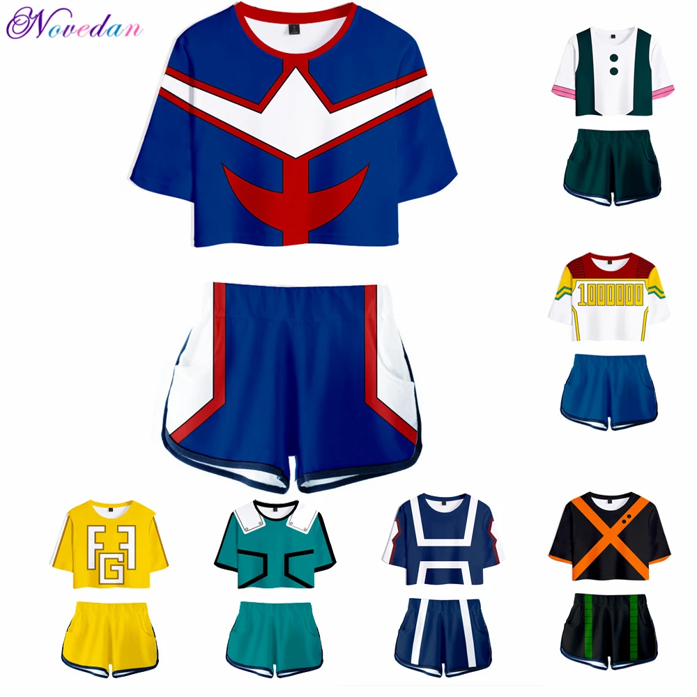 Аниме Boku No / My Hero academic Косплей Костюм All Might OCHACO URARAKA Todoroki Shoto Bakugou Katsuki топ + короткие