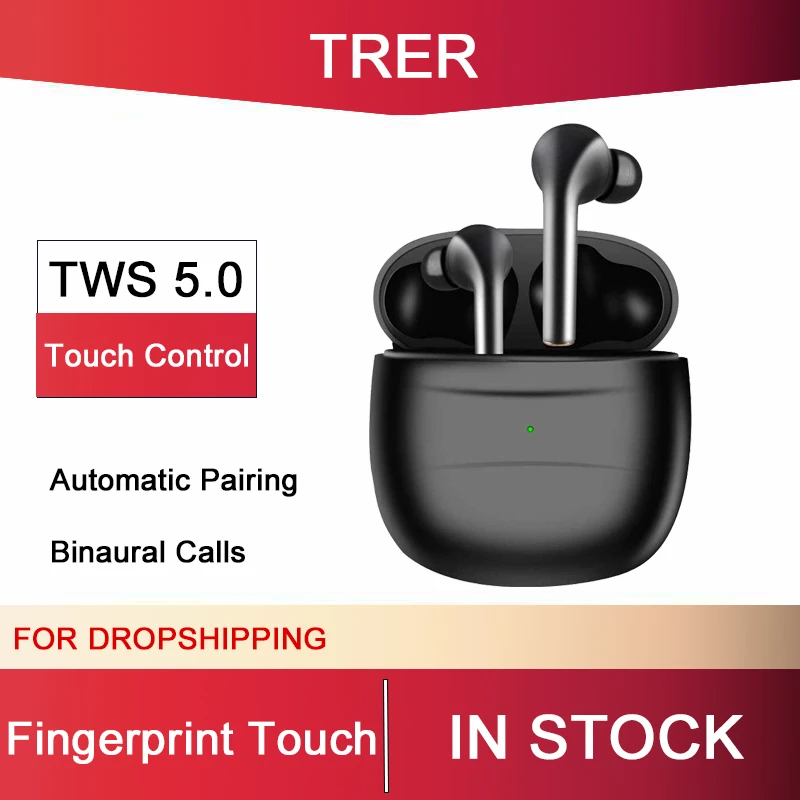 TRER True Беспроводной Bluetooth наушники сенсорный Управление наушники-вкладыши TWS