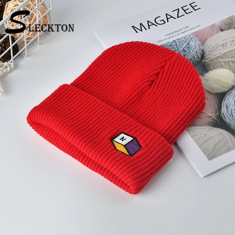 

SLECKTON Beanies Hat Fashion Winter Hats for Men and Women Knitted Embroidery Warm Skullcap Girls Boys Sport Hats Bonnet 2020