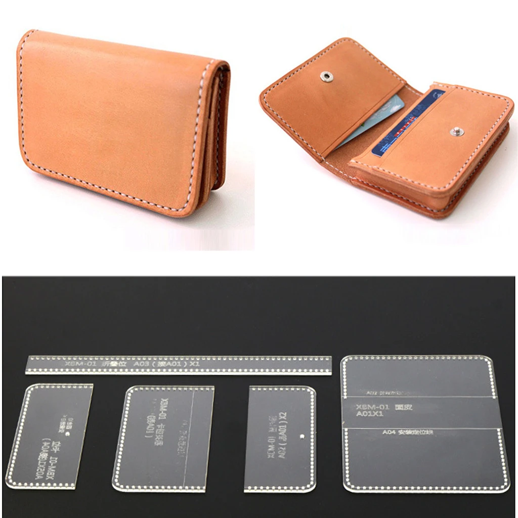 

5x Transparent Clear Acrylic Wallet Pattern Stencil Template Set Leather Craft DIY Tool