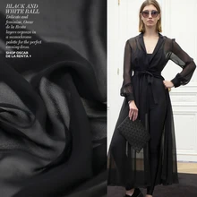 Классический черный шелк жоржет, шифон ткань для женского платья 110 см шириной 12 Momme ткань для мытья песка для Diy шитья распродажа Горячая Новинка