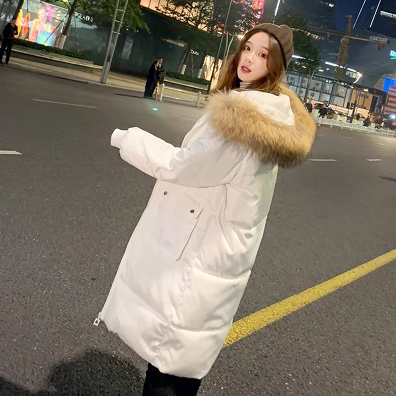 White-Camel Fur AYUNSUE зимняя куртка женская одежда новая парка Корейская куртка с подкладом большой меховой воротник с капюшоном теплая одежда M188 yy1997 - Цвет: White-Camel Fur
