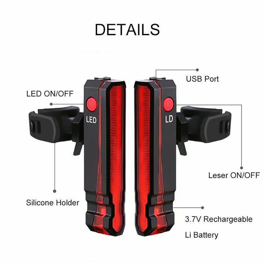 Folding Laser LED Bike Light Practical Bicycle Safe Warning Taillight USB Rechargeable Light IPX5 Waterproof Cycling Lamp Folding Laser LED Bike Light Practical Bicycle Safe Warning Taillight USB Rechargeable Light IPX5 Waterproof Cycling Lamp