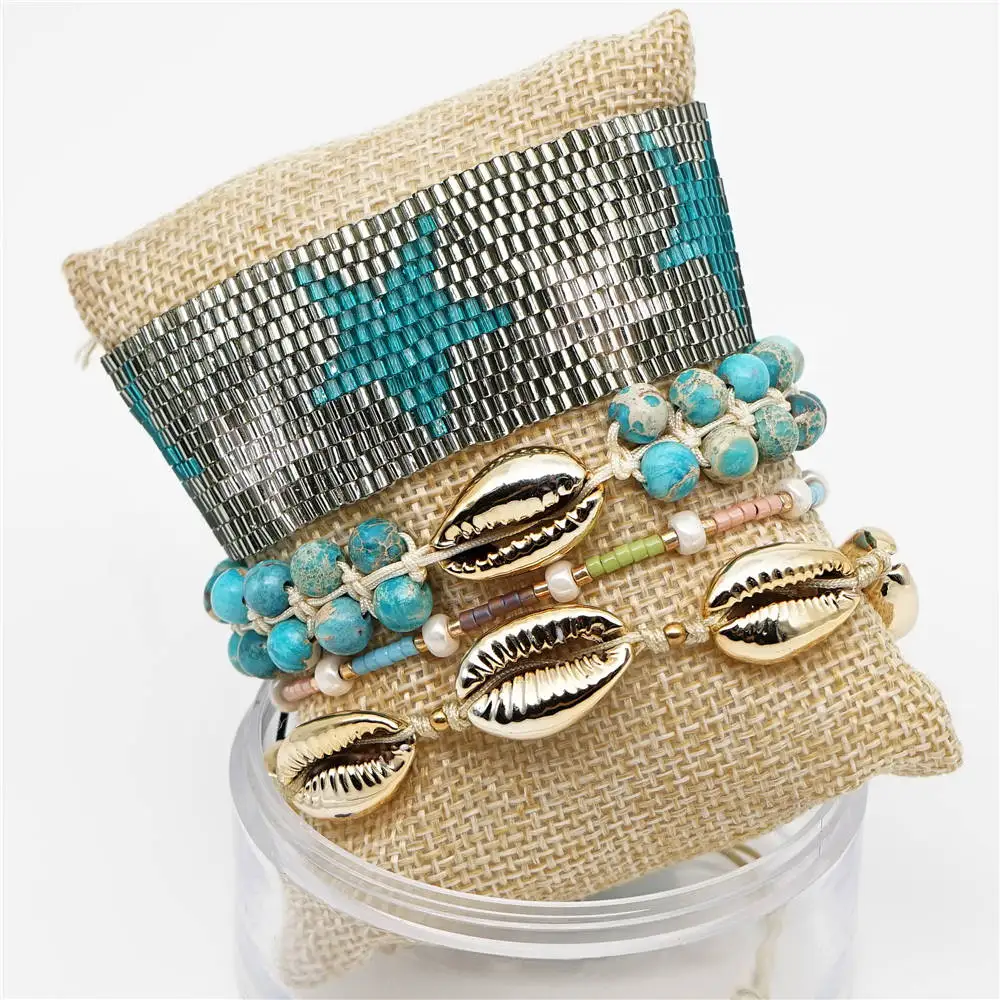 Go2boho Delcia MIYUKI браслет в виде ракушки браслет для женщин Звезда Pulseras Mujer ювелирные изделия Лето Пляж кисточкой натуральный камень нарукавная повязка