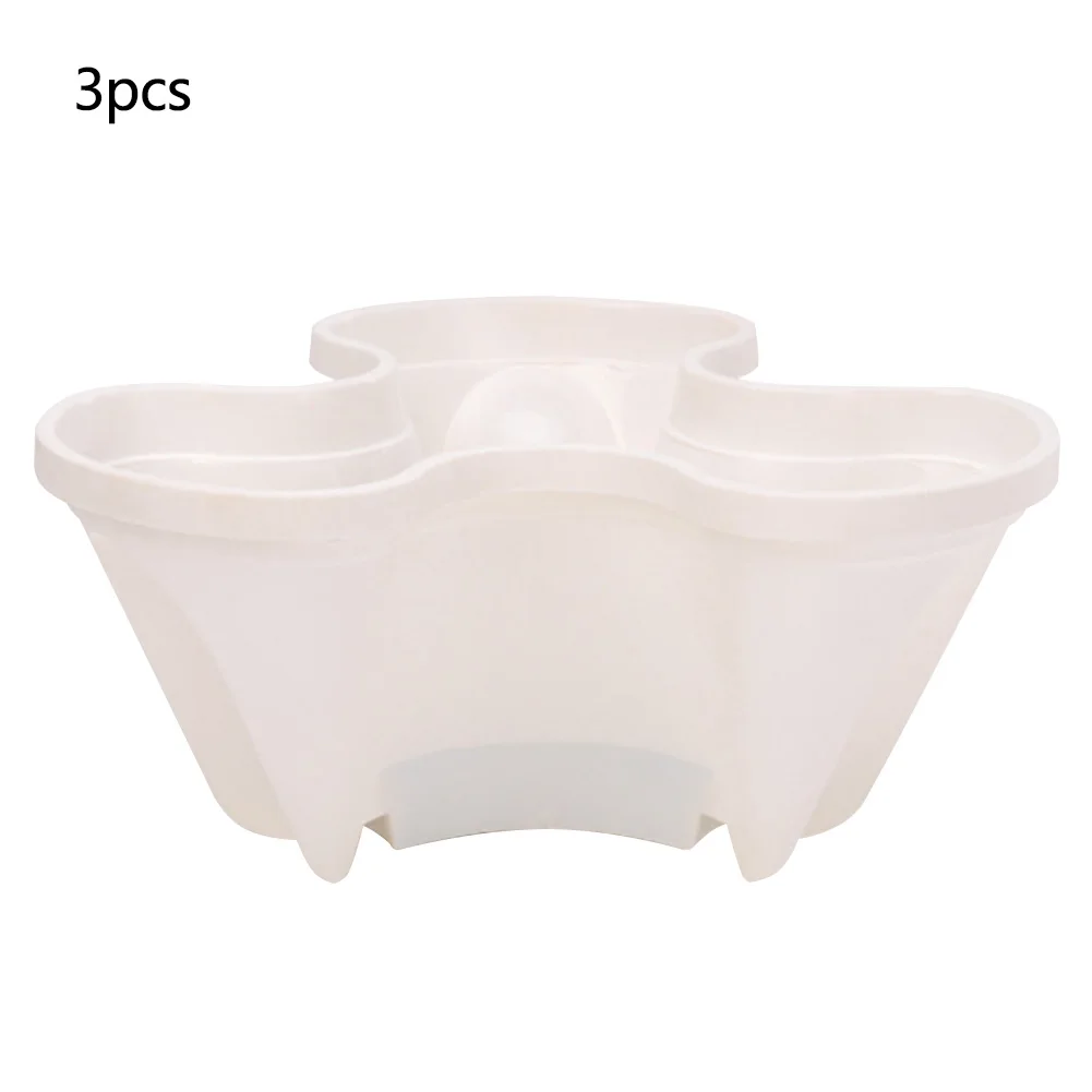 

3 Pcs Stackable PP Garden Strawberry Space Saving Plant Holder Home 3 Tier Vertical Decoration Solid Flower Pot Vegetable