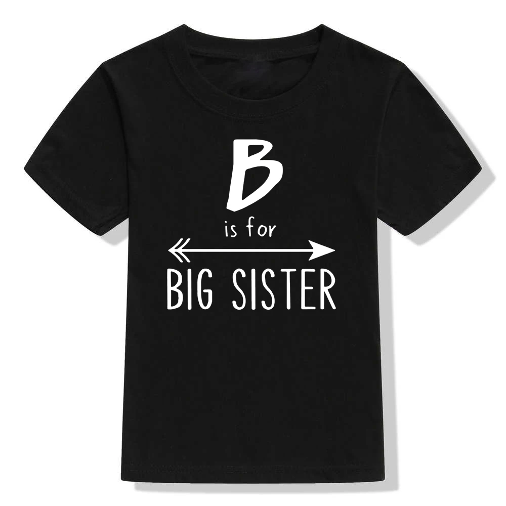 B Is for Big Sister/Забавная детская футболка с принтом для девочек футболка для девочек с надписью «Big Sisters To Be» модные футболки с короткими рукавами для малышей