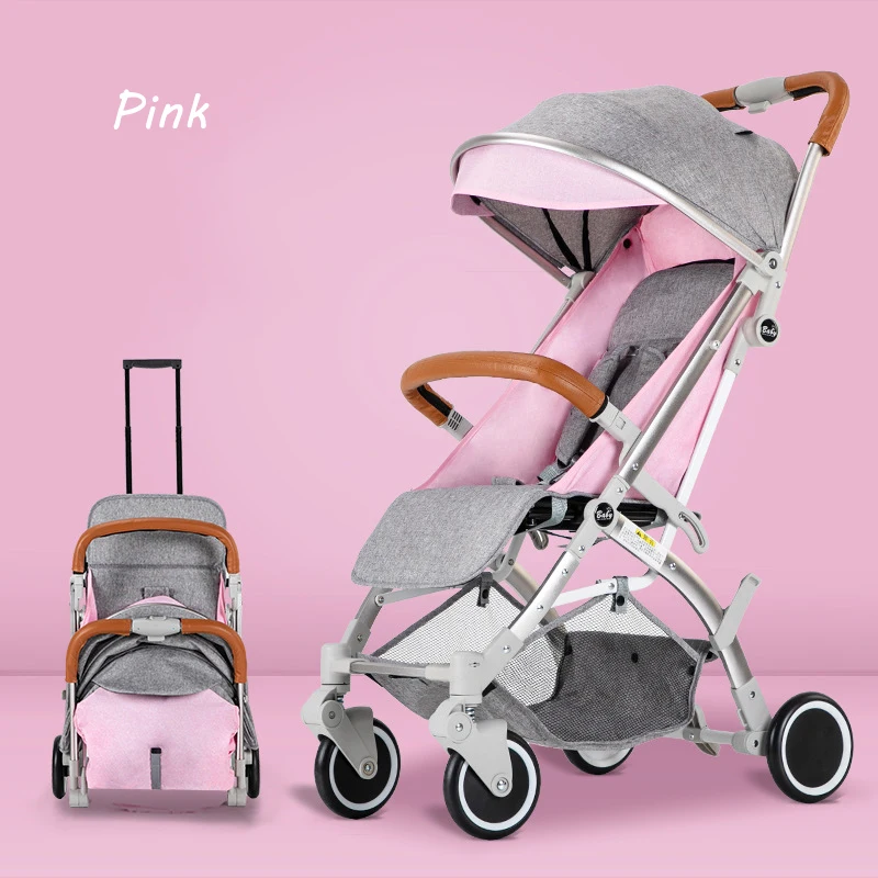 Pink Детская складная коляска легкая люлька складные детские коляски мини-коляска для путешествий - Цвет: Pink