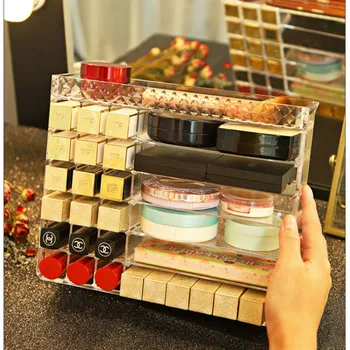 

Acrylic Makeup Lipstick Organizer for Powder/Perfume Storage Rack with Removeable Cell Transparent Cosmetics Holder Stand or Lie