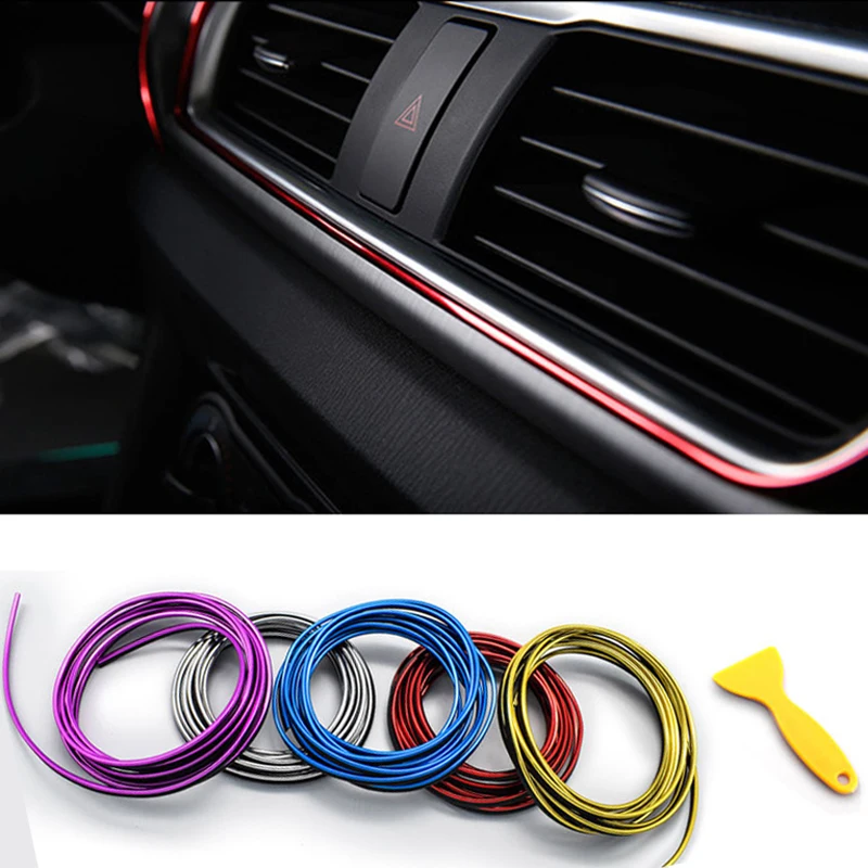 

2M/5M Car Styling Stickers Soft 3D Thread Decoration Strip Interior Moulding For Car Dashboard Door Edge DIY Accessories