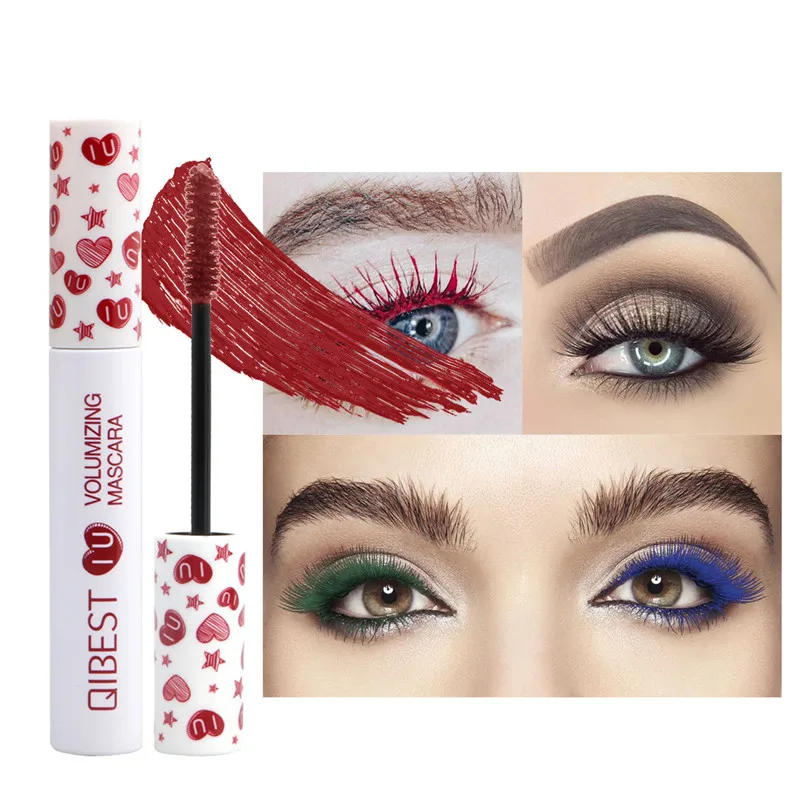 

QIBEST Colorful Mascara Waterproof Fast Dry Eyelash Extension Curling Makeup Lashes Blue Green Red Purple Black Cosplay Mascara